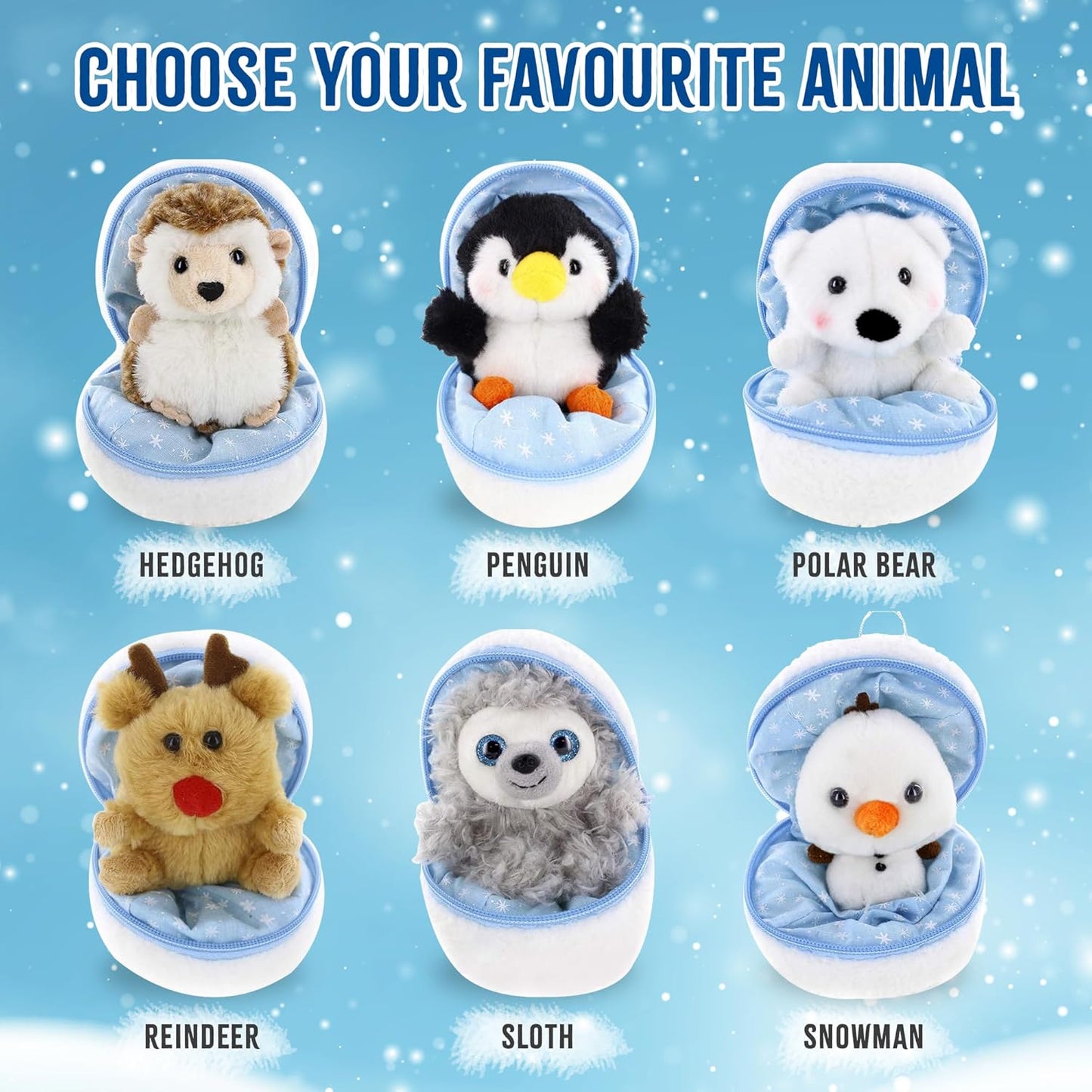 Snowball Zip up Surprise Egg Stuffed Animal – 6 Inch – Cute and Soft Plush Toy Assortment for Friends Family All Ages – Spring Holidays Birthday Christmas (Reindeer)