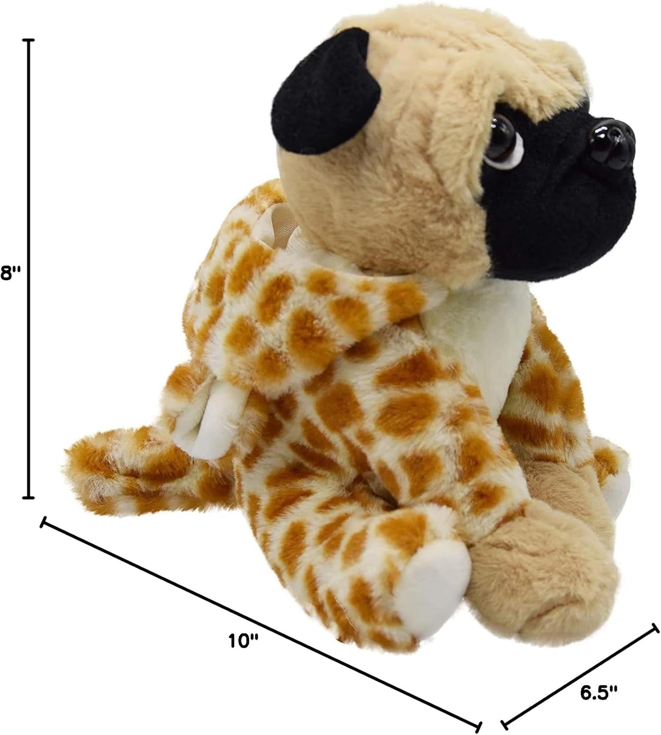 Cute Pug Dog Stuffed Animal Cosplay as Brown Panther Plush Toys Soft Pug Toy in Leopard Costume Great Plushies Toys Stuffed Puppy Animals for Kids 12 Inch