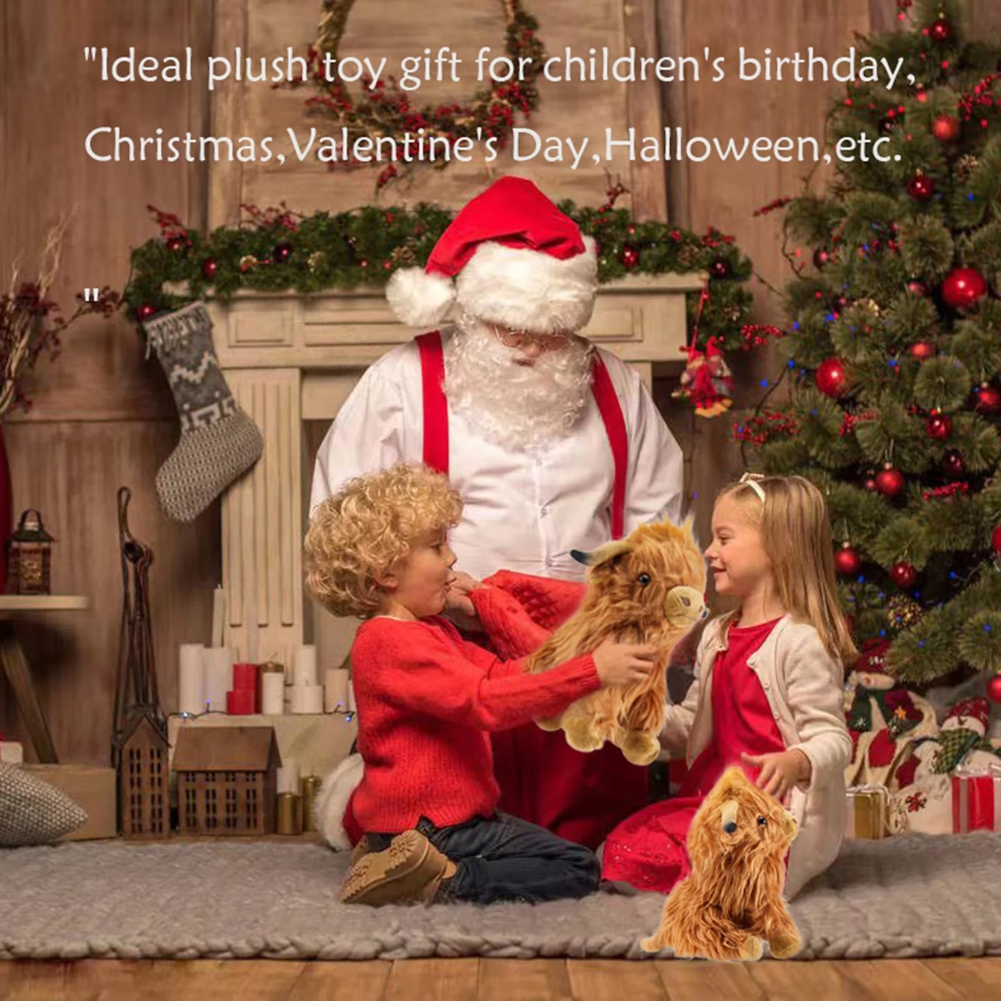 Highland Cows Stuffed Animal Dolls Scottish Highland Cows Plush Toys Cute Farm Plushie Christmas Birthday Gifts for Adults Kids Boys Girls