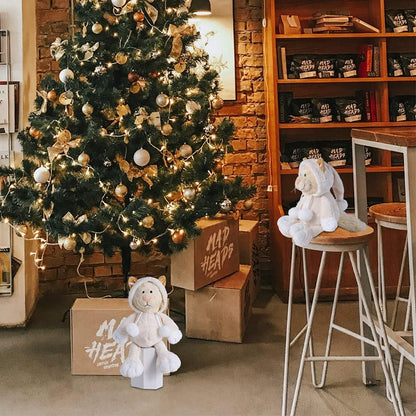 Easter Stuffed Animal Plush Civet Cat Durable Stuffed Animal Plush Toy Birthday Easter Gifts for Toddler Girls Kids,White,9.8Inches