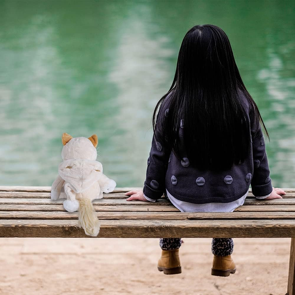 Easter Stuffed Animal Plush Civet Cat Durable Stuffed Animal Plush Toy Birthday Easter Gifts for Toddler Girls Kids,White,9.8Inches