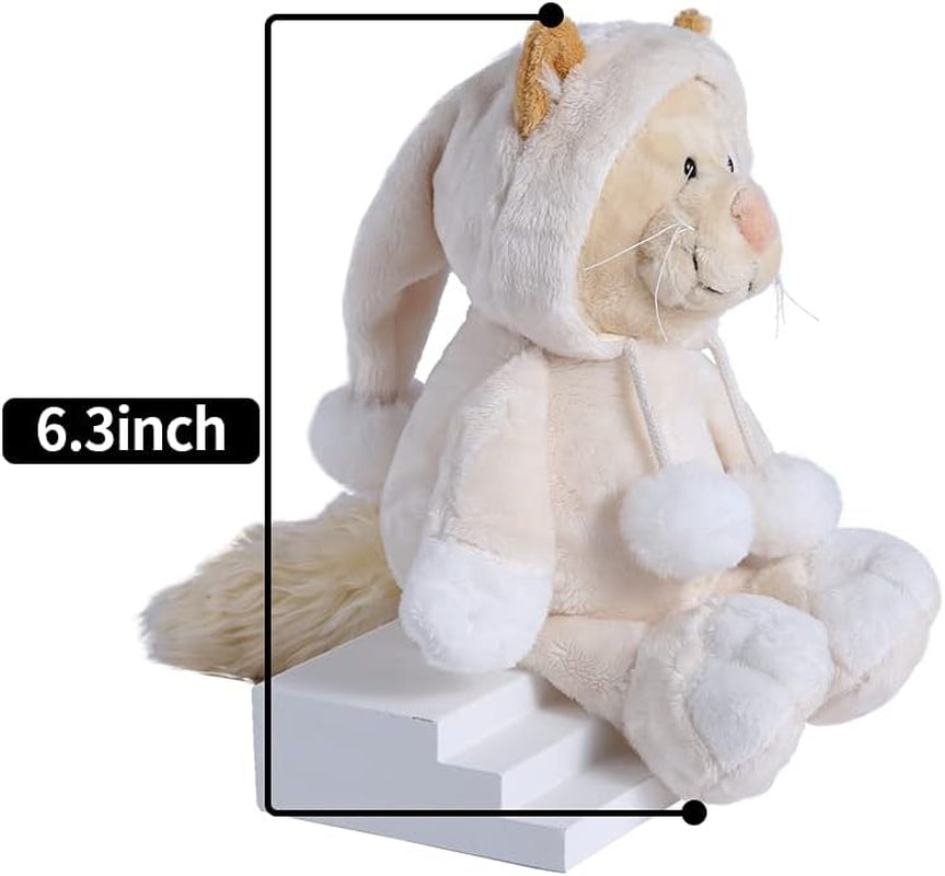 Easter Stuffed Animal Plush Civet Cat Durable Stuffed Animal Plush Toy Birthday Easter Gifts for Toddler Girls Kids,White,9.8Inches