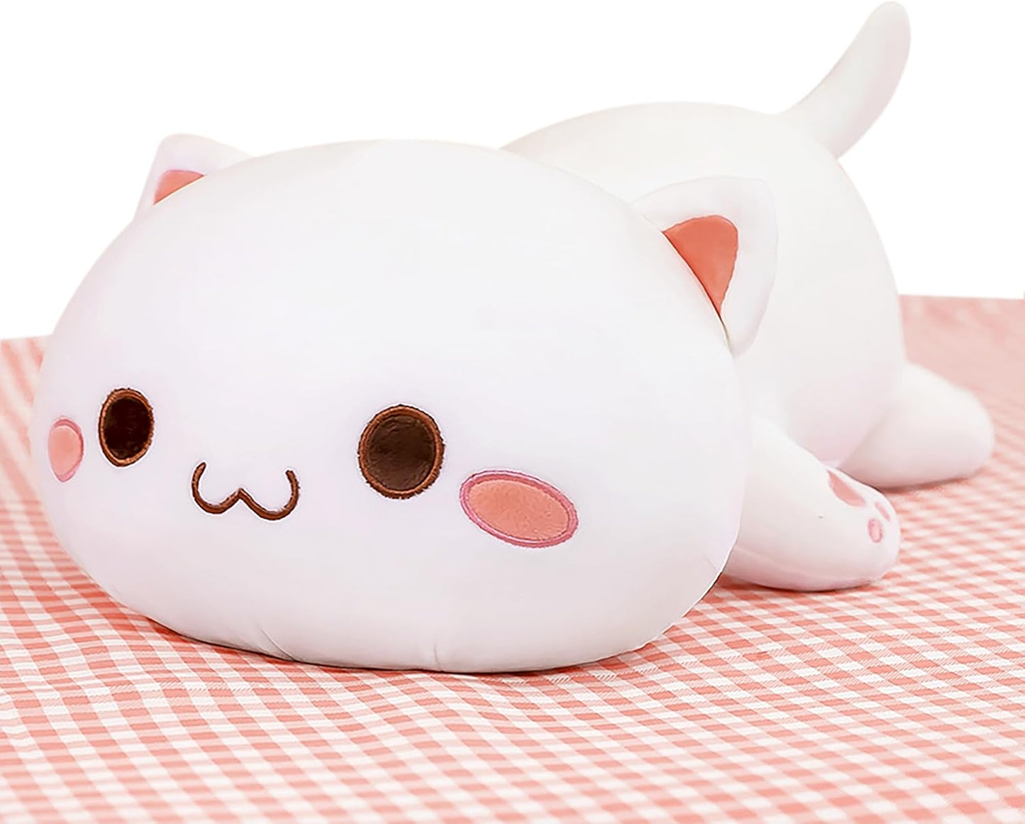 Cute Kitten Plush Toy 20" Stuffed Animal Pet Kitty Soft Anime Cat Large Plush Pillow for Kids (White A, 20")