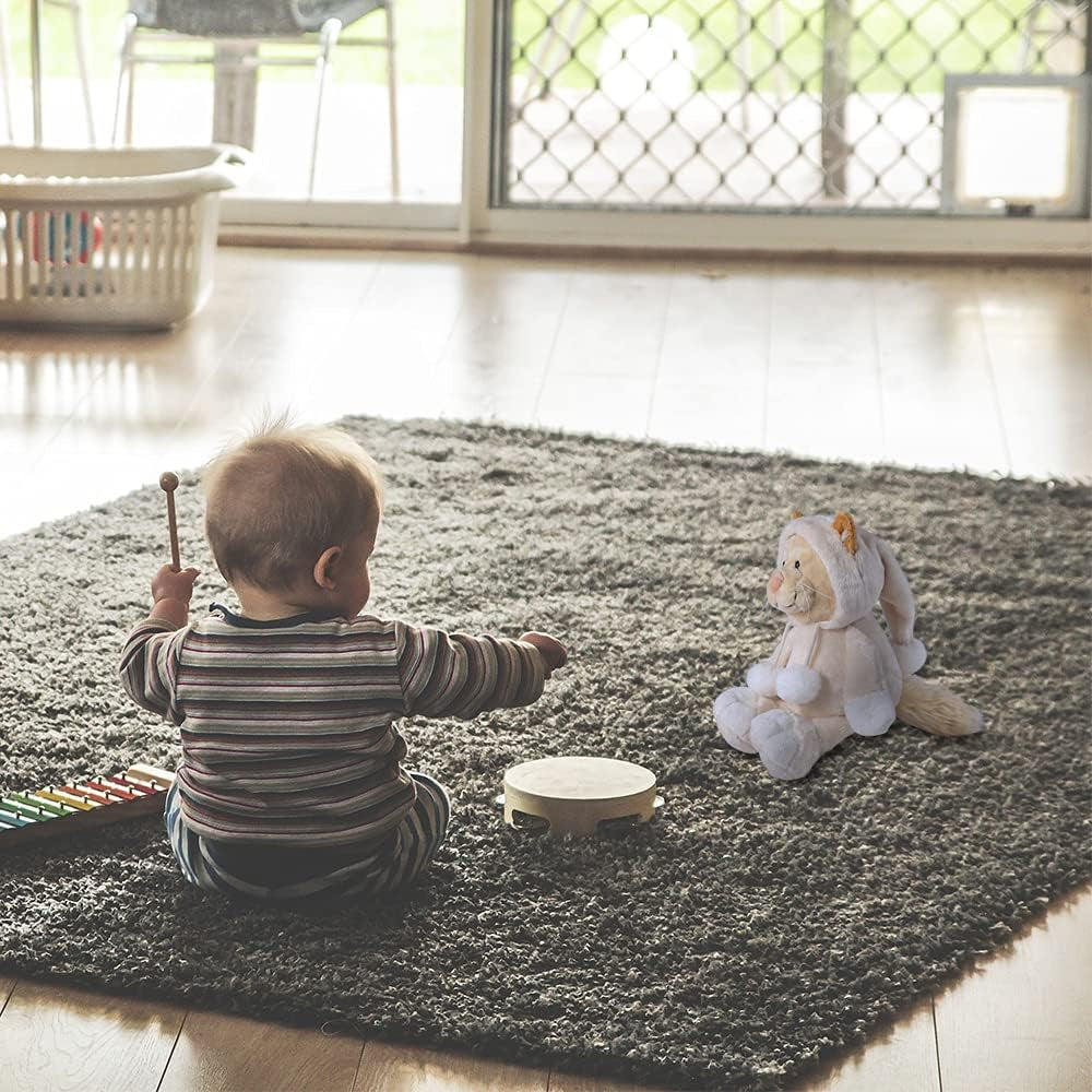 Easter Stuffed Animal Plush Civet Cat Durable Stuffed Animal Plush Toy Birthday Easter Gifts for Toddler Girls Kids,White,9.8Inches