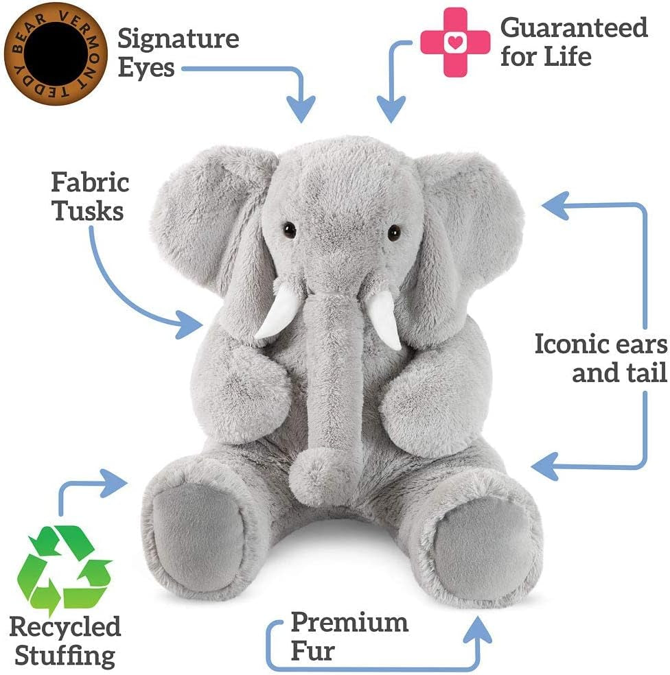 Giant Elephant Stuffed Animal – 4 Foot Big Stuffed Elephant Plush from Giant Cuddle Collection Collectible Plushie for All Ages – Finished in the USA