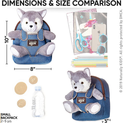 Wolf Backpack, Wolf Toys for Kids 3-5, Toddler Husky Stuffed Animal Gifts for 2 3 4 5 Year Old Girl Boy