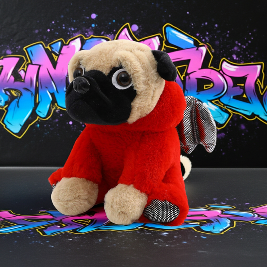 Pug Devil Stuffed Animal Pug Dog Wearing Devil Costume Plushies Dog Dressed as Demon Funny Plush Toys for Kids Stuffed Puppy Animals for Kids and Lover 12 Inch