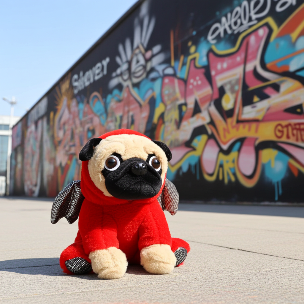 Pug Devil Stuffed Animal Pug Dog Wearing Devil Costume Plushies Dog Dressed as Demon Funny Plush Toys for Kids Stuffed Puppy Animals for Kids and Lover 12 Inch