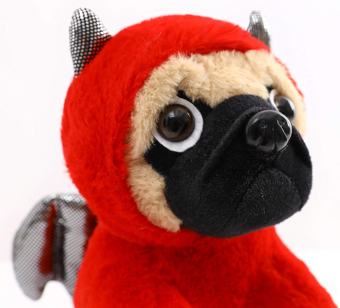 Pug Devil Stuffed Animal Pug Dog Wearing Devil Costume Plushies Dog Dressed as Demon Funny Plush Toys for Kids Stuffed Puppy Animals for Kids and Lover 12 Inch