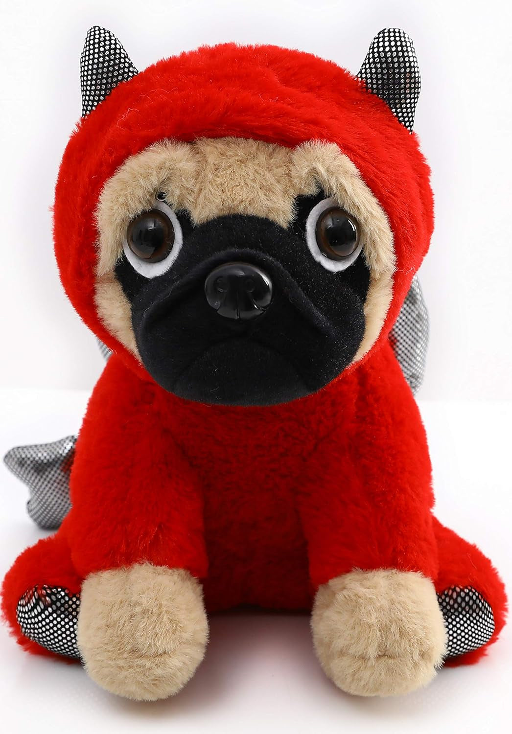 Pug Devil Stuffed Animal Pug Dog Wearing Devil Costume Plushies Dog Dressed as Demon Funny Plush Toys for Kids Stuffed Puppy Animals for Kids and Lover 12 Inch