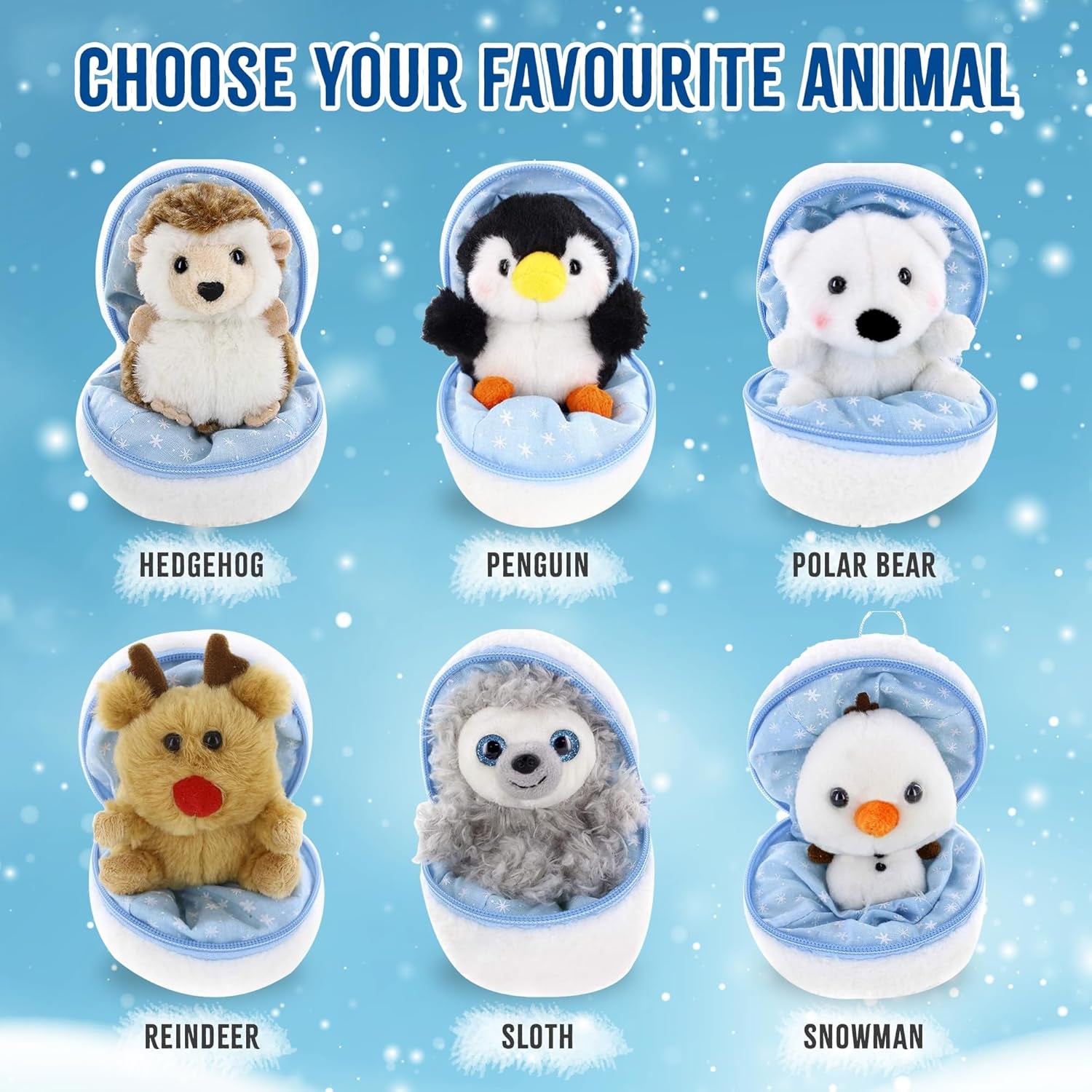 Snowball Zip up Surprise Egg Stuffed Animal – 6 Inch – Cute and Soft Plush Toy Assortment for Friends Family All Ages – Spring Holidays Birthday Christmas (Reindeer)
