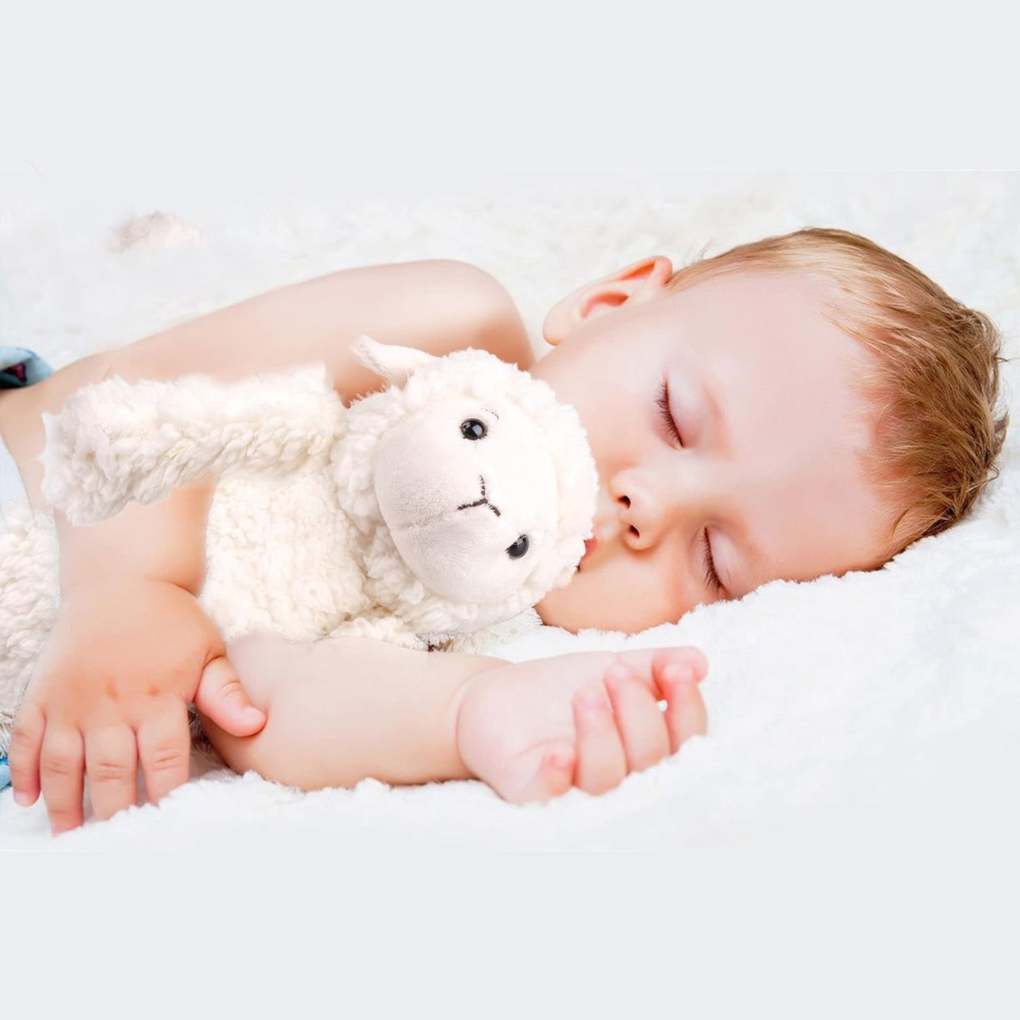 Lamb Stuffed Animal, 12" Stuffed Lamb Plush for Baby, Cuddly Fluffy Sheep Toy, Plushies for Newborn Nursery, Easter Decoration