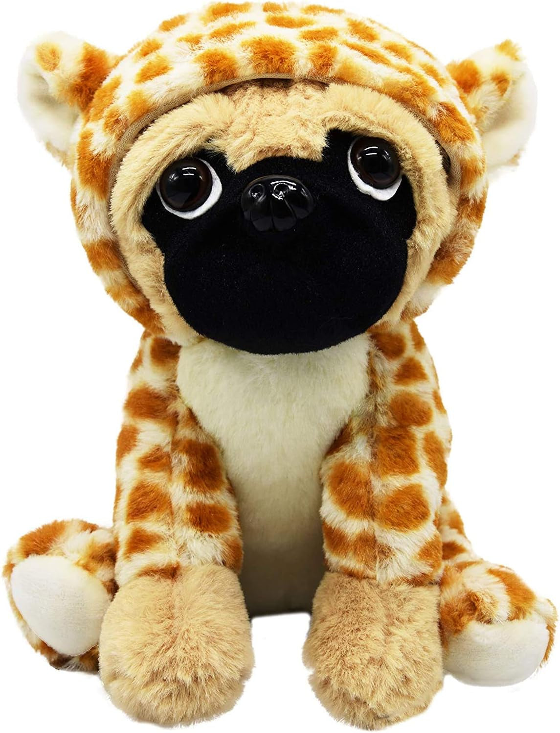 Cute Pug Dog Stuffed Animal Cosplay as Brown Panther Plush Toys Soft Pug Toy in Leopard Costume Great Plushies Toys Stuffed Puppy Animals for Kids 12 Inch
