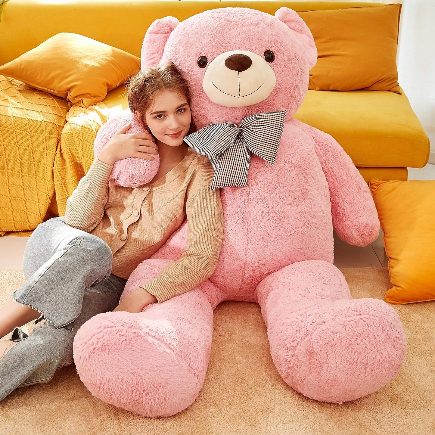 Giant Teddy Bear Plush Toy Stuffed Animals (Pink, 59 Inches)