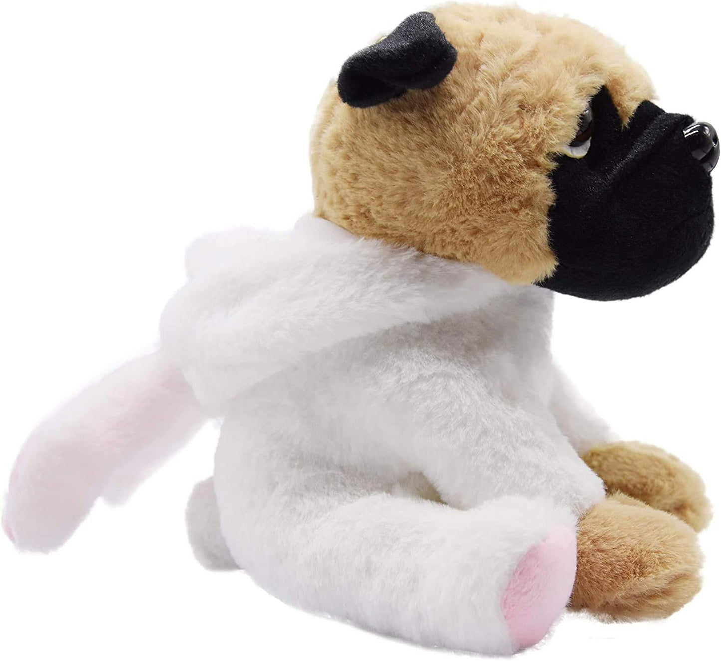 Pug Dog Stuffed Animal in White Bunny Rabbit Costume Adorable Plushies Pug Wearing Bunny Rabbit Outfit Plush Toys as Great Gift for Kids Stuffed Puppy Animals 12 Inch