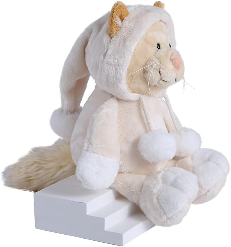 Easter Stuffed Animal Plush Civet Cat Durable Stuffed Animal Plush Toy Birthday Easter Gifts for Toddler Girls Kids,White,9.8Inches