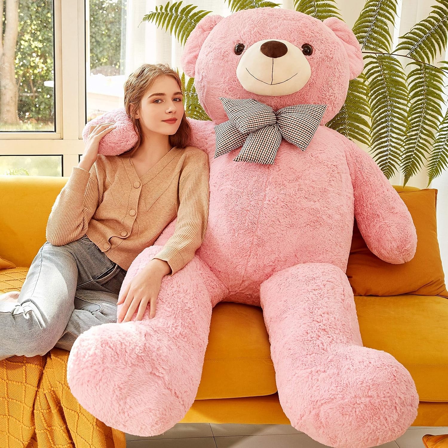 Giant Teddy Bear Plush Toy Stuffed Animals (Pink, 59 Inches)