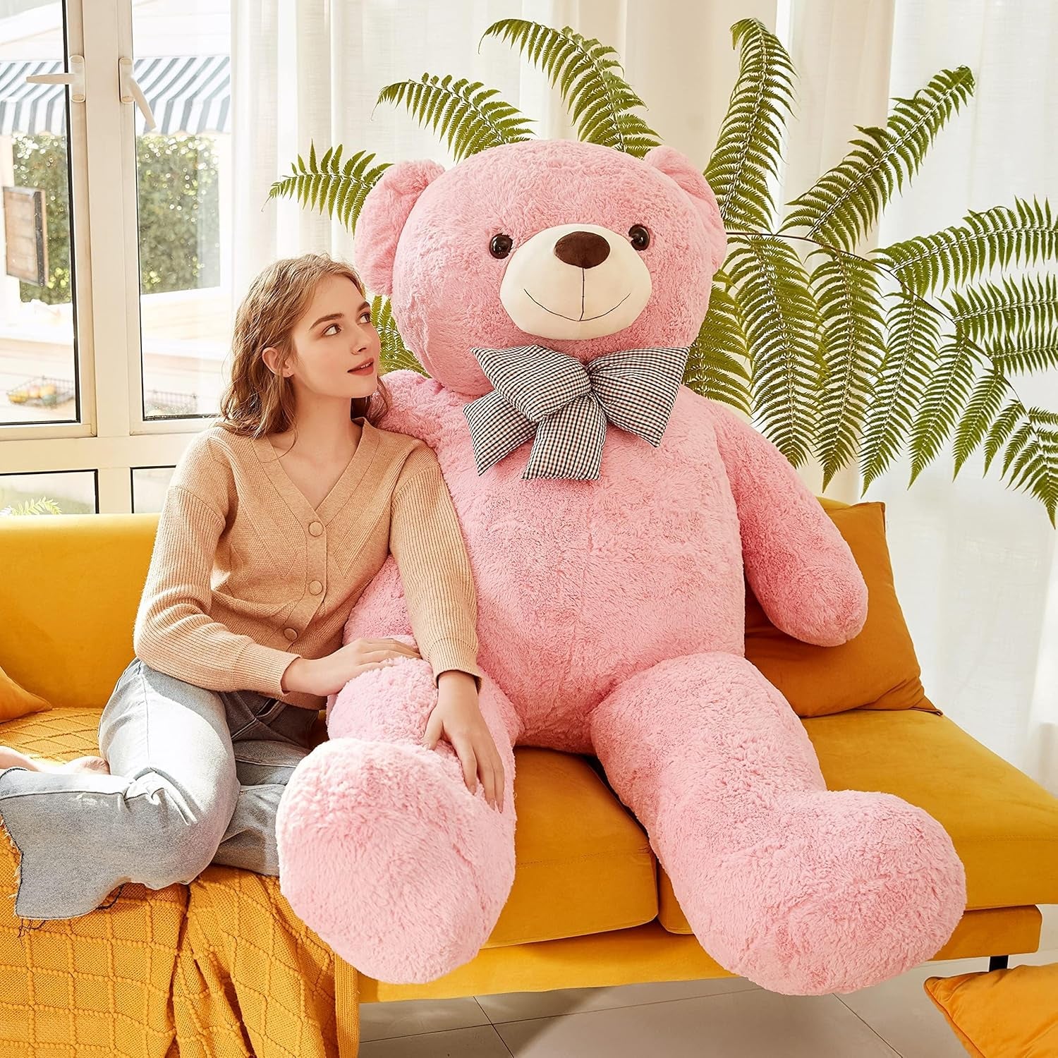 Giant Teddy Bear Plush Toy Stuffed Animals (Pink, 59 Inches)