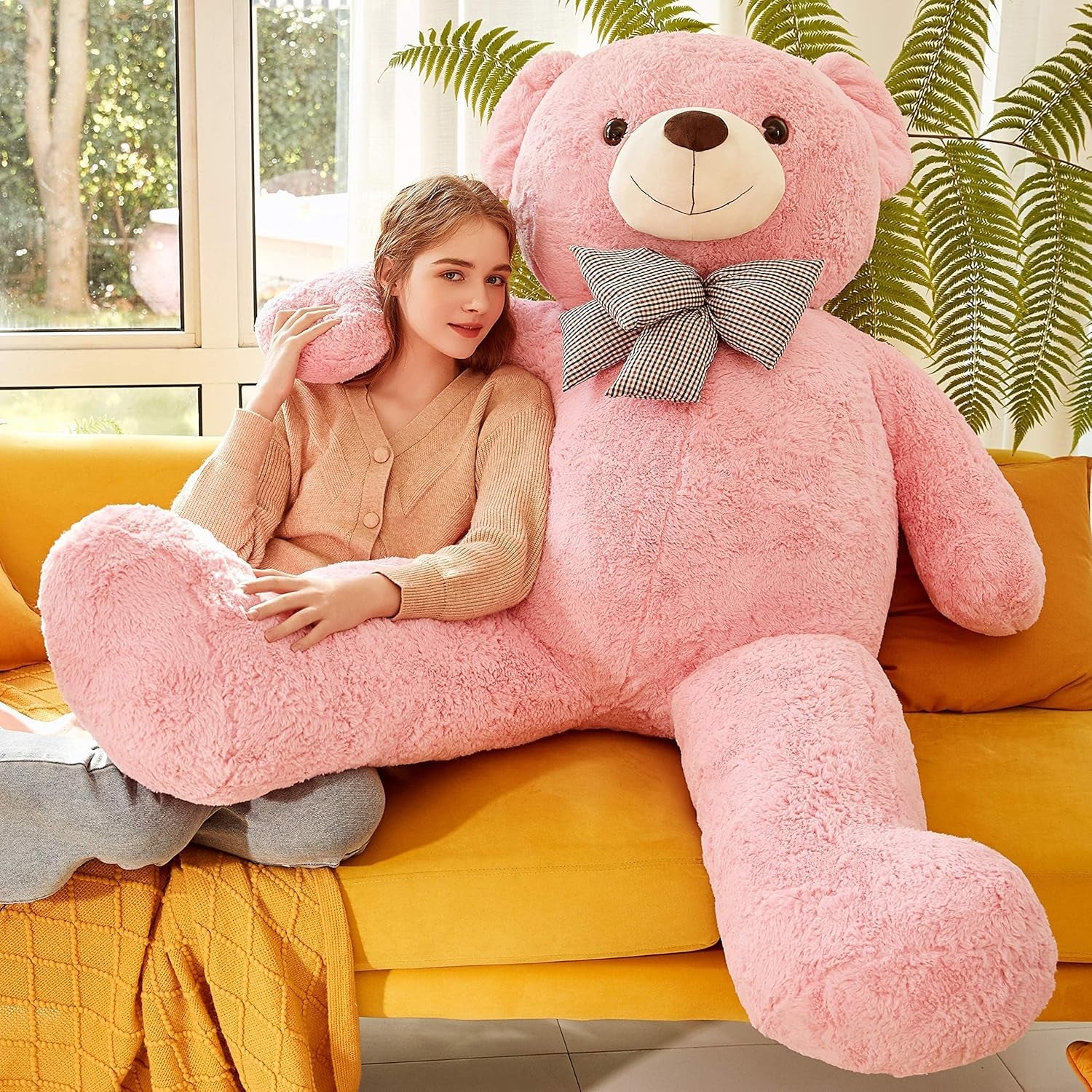Giant Teddy Bear Plush Toy Stuffed Animals (Pink, 59 Inches)