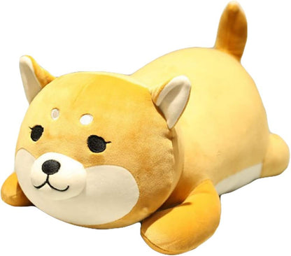 Shiba Inu Plush Pillow,Soft Corgi Stuffed Animals Toy Cute Sleeping Puppy Doll Gifts for Kids (Round Eyes, 19.6 Inch)
