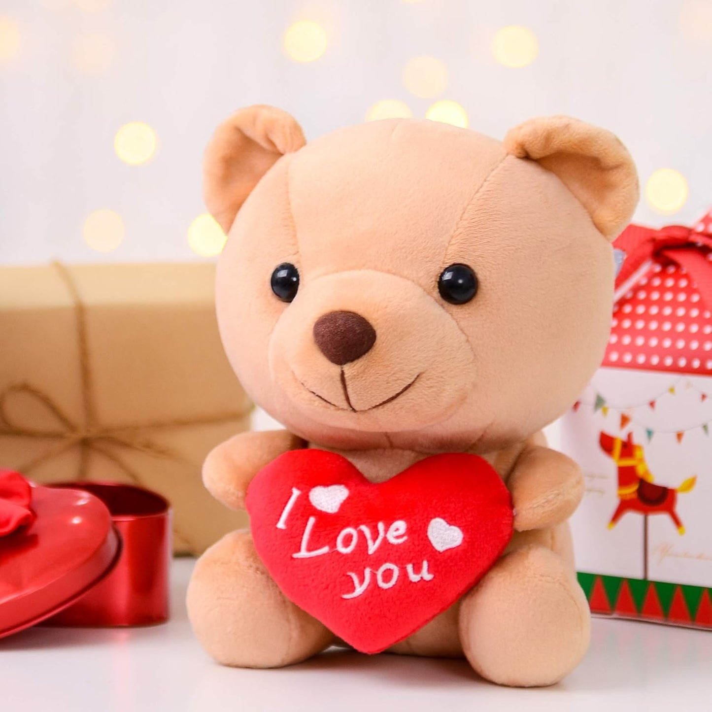 Teddy Bear Plush with “I Love You” Heart – Cute 6-Inch Stuffed Animal Gift for Mom, Girlfriend, Wife, Valentine’S Day, Birthday & Anniversary