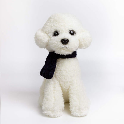 New Puppy Bichon Frise Stuffed Animals Teddy Dog Plush Doll Toys for Kids Party Gifts (White 12")