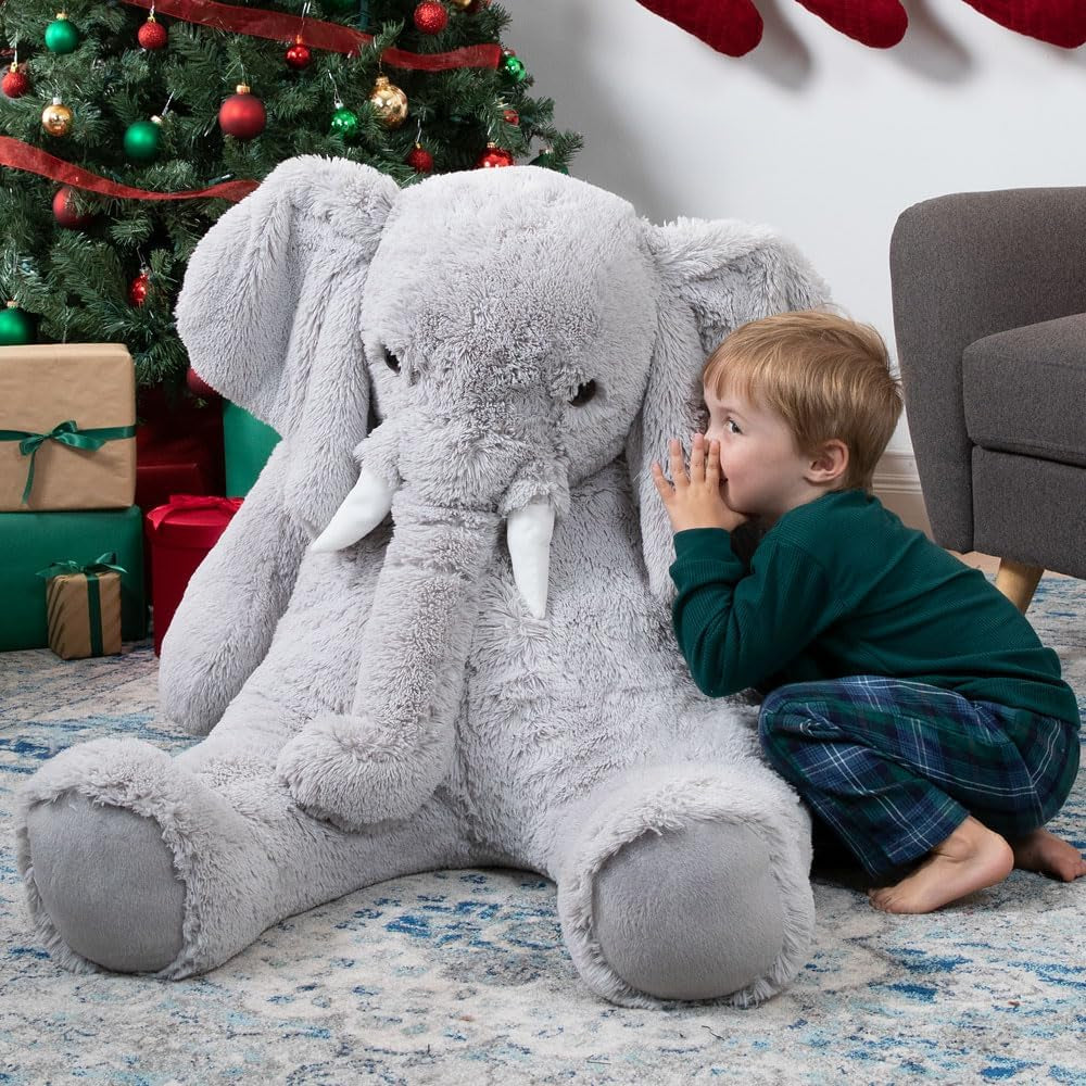 Giant Elephant Stuffed Animal – 4 Foot Big Stuffed Elephant Plush from Giant Cuddle Collection Collectible Plushie for All Ages – Finished in the USA