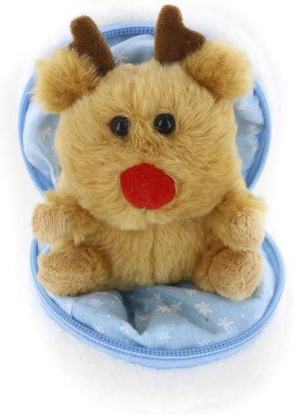 Snowball Zip up Surprise Egg Stuffed Animal – 6 Inch – Cute and Soft Plush Toy Assortment for Friends Family All Ages – Spring Holidays Birthday Christmas (Reindeer)