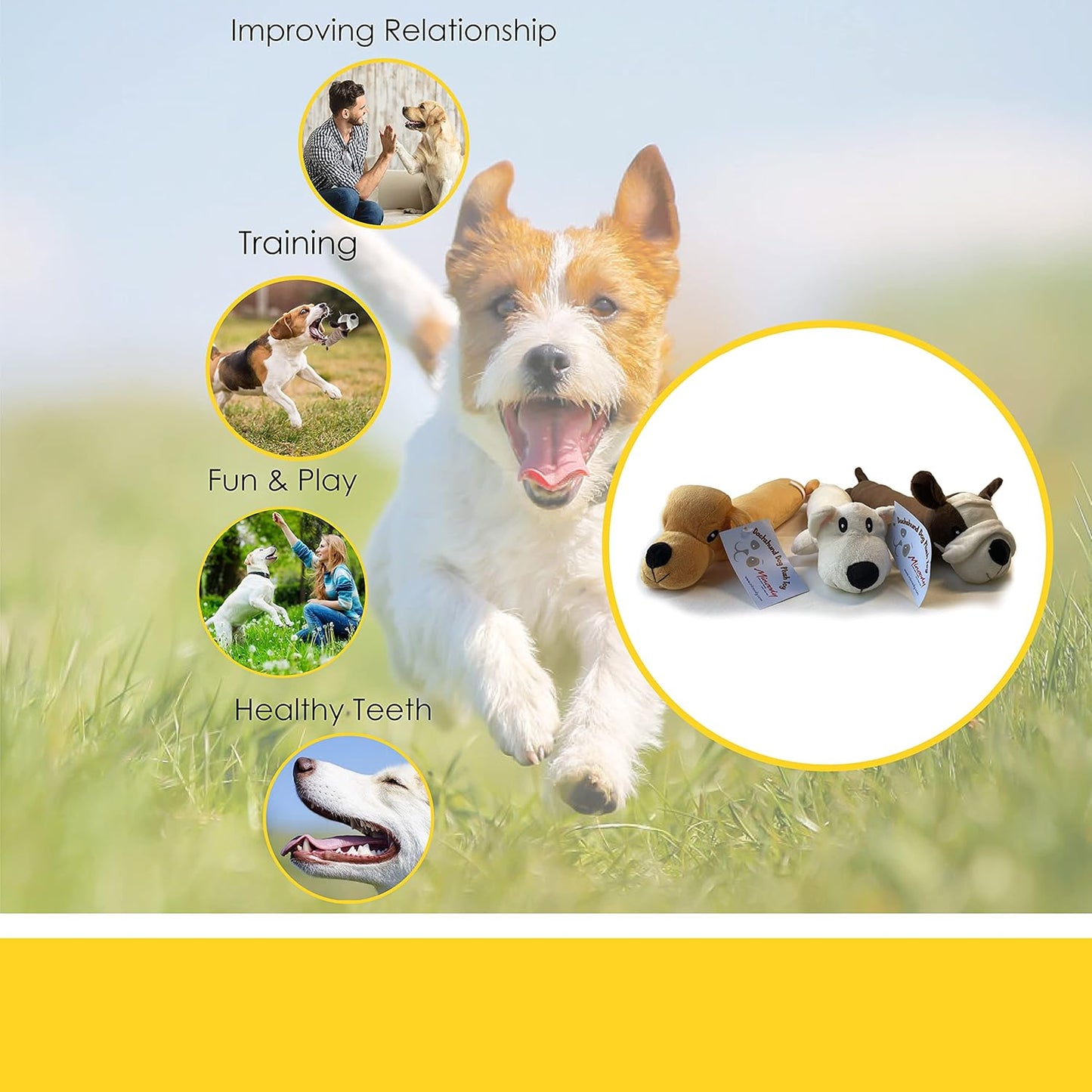 Dachshund Stuffed Animal Dog Squeaky Toy - Puppy Teething Dog Plush Toys - Stuffed Dogs Animals Chew Toys - Weiner Dog Stuffed Animal Toy for Puppies and All Breeds (Yellow)