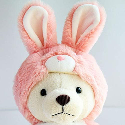 Adorable Polar Bear Stuffed Animal Dressed in Bunny Rabbit Costume Teddy Bear Plushies with Bunny Rabbit Outfit Cute Plush Toys for Kids Stuffed Animals Gift for Lover,14-Inch