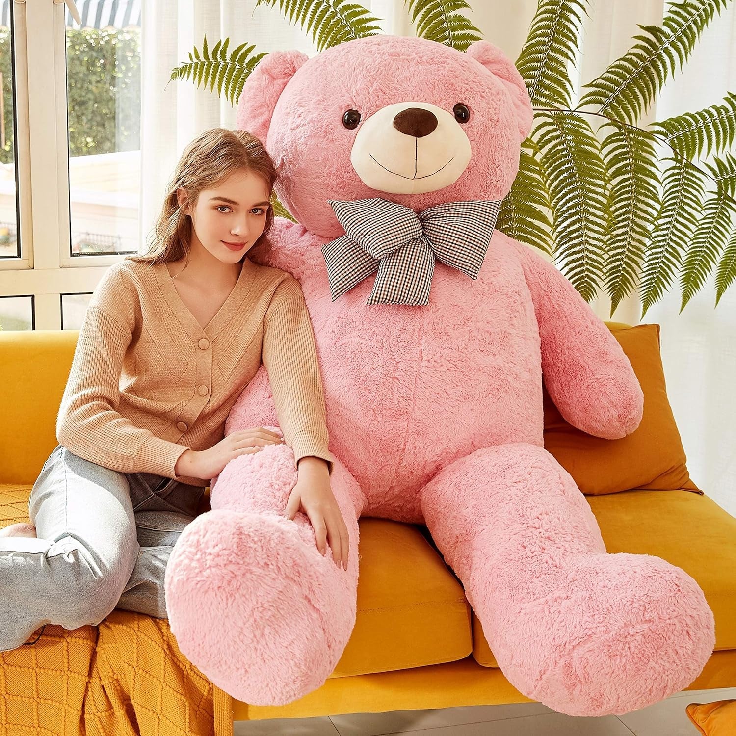 Giant Teddy Bear Plush Toy Stuffed Animals (Pink, 59 Inches)