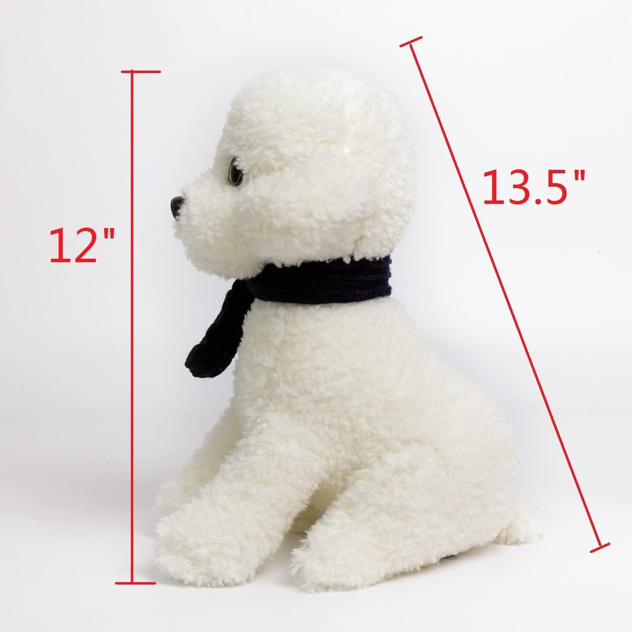 New Puppy Bichon Frise Stuffed Animals Teddy Dog Plush Doll Toys for Kids Party Gifts (White 12")