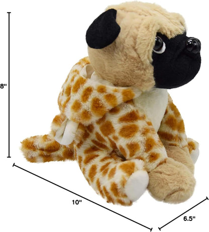 Cute Pug Dog Stuffed Animal Cosplay as Brown Panther Plush Toys Soft Pug Toy in Leopard Costume Great Plushies Toys Stuffed Puppy Animals for Kids 12 Inch
