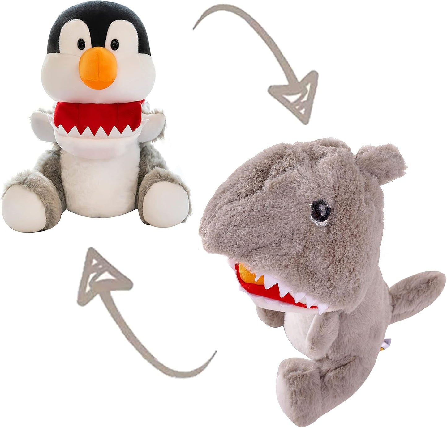 Penguin Stuffed Animals Penguin Disguise as Gray Shark in Sea Plushies Penguin Funny Plush Toys for Kids Stuffed Animal Gift for Lover on Birthday, Valentine, Christmas