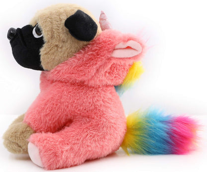 Pug Unicorn Stuffed Animal Pug Dog Wearing Unicorn Costume Plushies Dressed as Cute Funny Rainbow Unicorn Plush Toys for Kids Stuffed Puppy Animals Gift for Lover 12 Inch