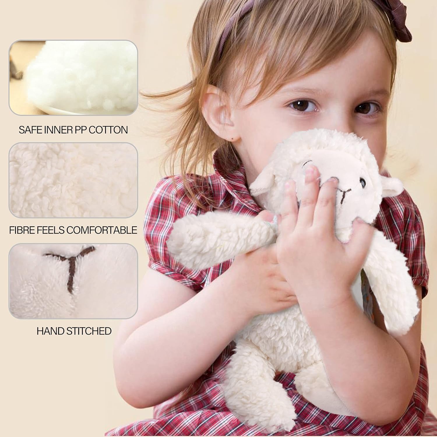 Lamb Stuffed Animal, 12" Stuffed Lamb Plush for Baby, Cuddly Fluffy Sheep Toy, Plushies for Newborn Nursery, Easter Decoration