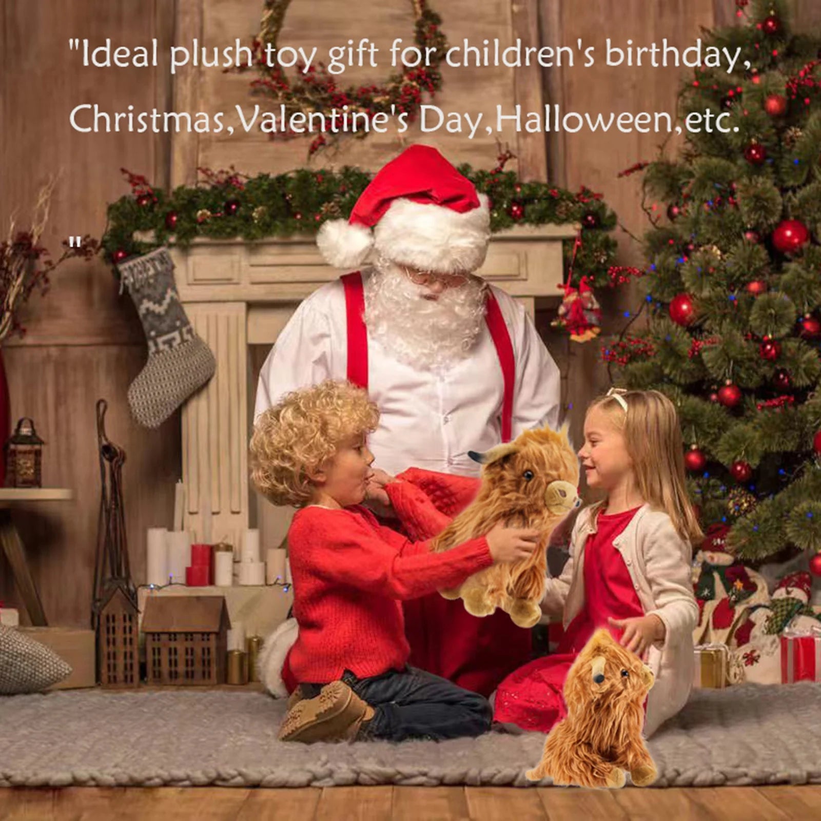 Highland Cows Stuffed Animal Dolls Scottish Highland Cows Plush Toys Cute Farm Plushie Christmas Birthday Gifts for Adults Kids Boys Girls