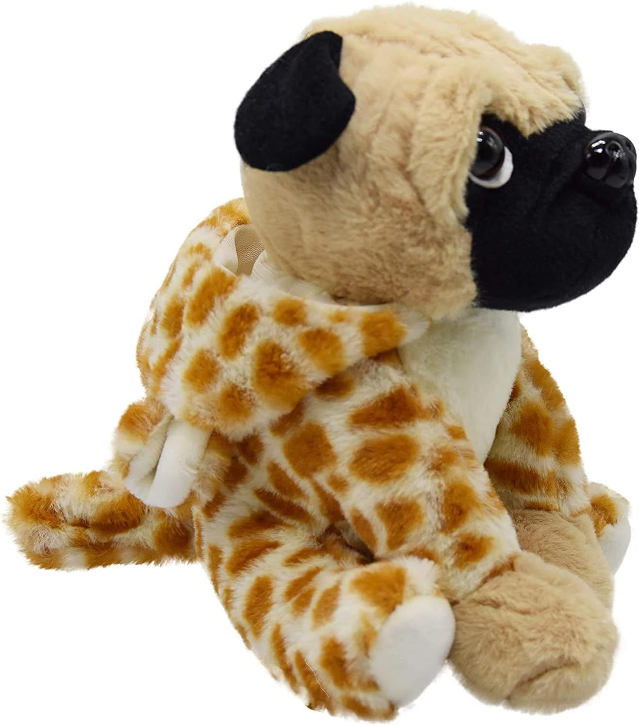 Cute Pug Dog Stuffed Animal Cosplay as Brown Panther Plush Toys Soft Pug Toy in Leopard Costume Great Plushies Toys Stuffed Puppy Animals for Kids 12 Inch