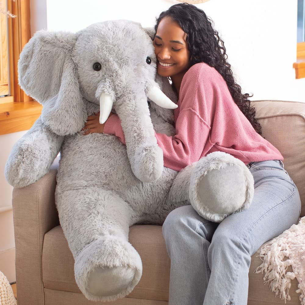Giant Elephant Stuffed Animal – 4 Foot Big Stuffed Elephant Plush from Giant Cuddle Collection Collectible Plushie for All Ages – Finished in the USA