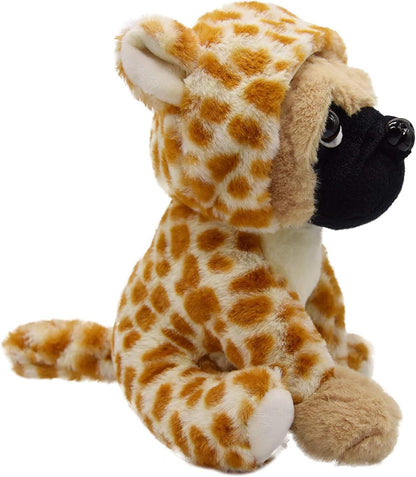 Cute Pug Dog Stuffed Animal Cosplay as Brown Panther Plush Toys Soft Pug Toy in Leopard Costume Great Plushies Toys Stuffed Puppy Animals for Kids 12 Inch
