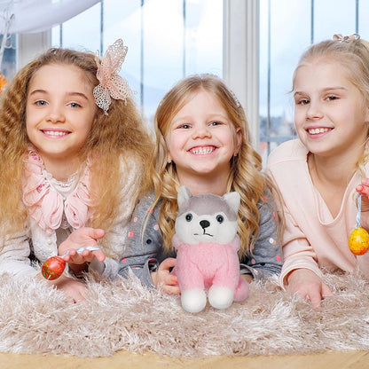 Stuffed Animals Cuddly Husky Puppy Toys for Teens Soft Plush Pug Stuffed Pug Stuffed Animal Puppy with Cute Costumes for Youth Birthday Party Supplies (Pig Style)