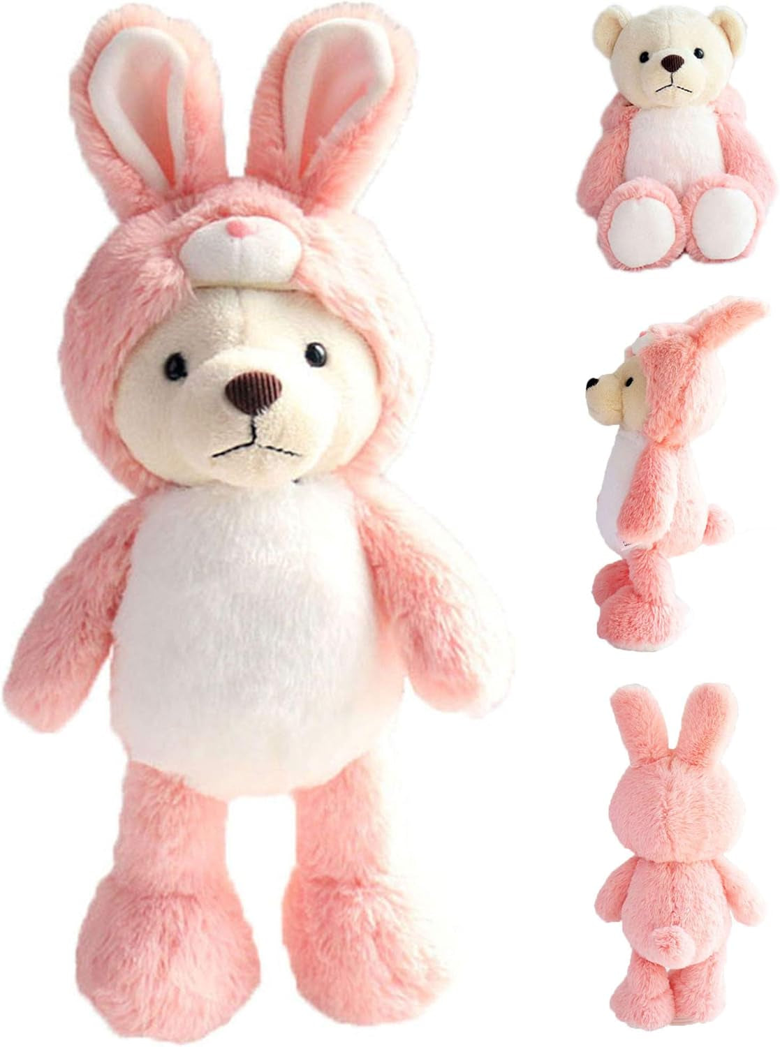 Adorable Polar Bear Stuffed Animal Dressed in Bunny Rabbit Costume Teddy Bear Plushies with Bunny Rabbit Outfit Cute Plush Toys for Kids Stuffed Animals Gift for Lover,14-Inch
