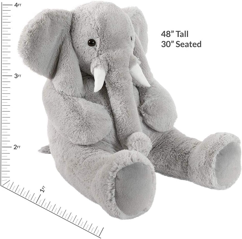 Giant Elephant Stuffed Animal – 4 Foot Big Stuffed Elephant Plush from Giant Cuddle Collection Collectible Plushie for All Ages – Finished in the USA