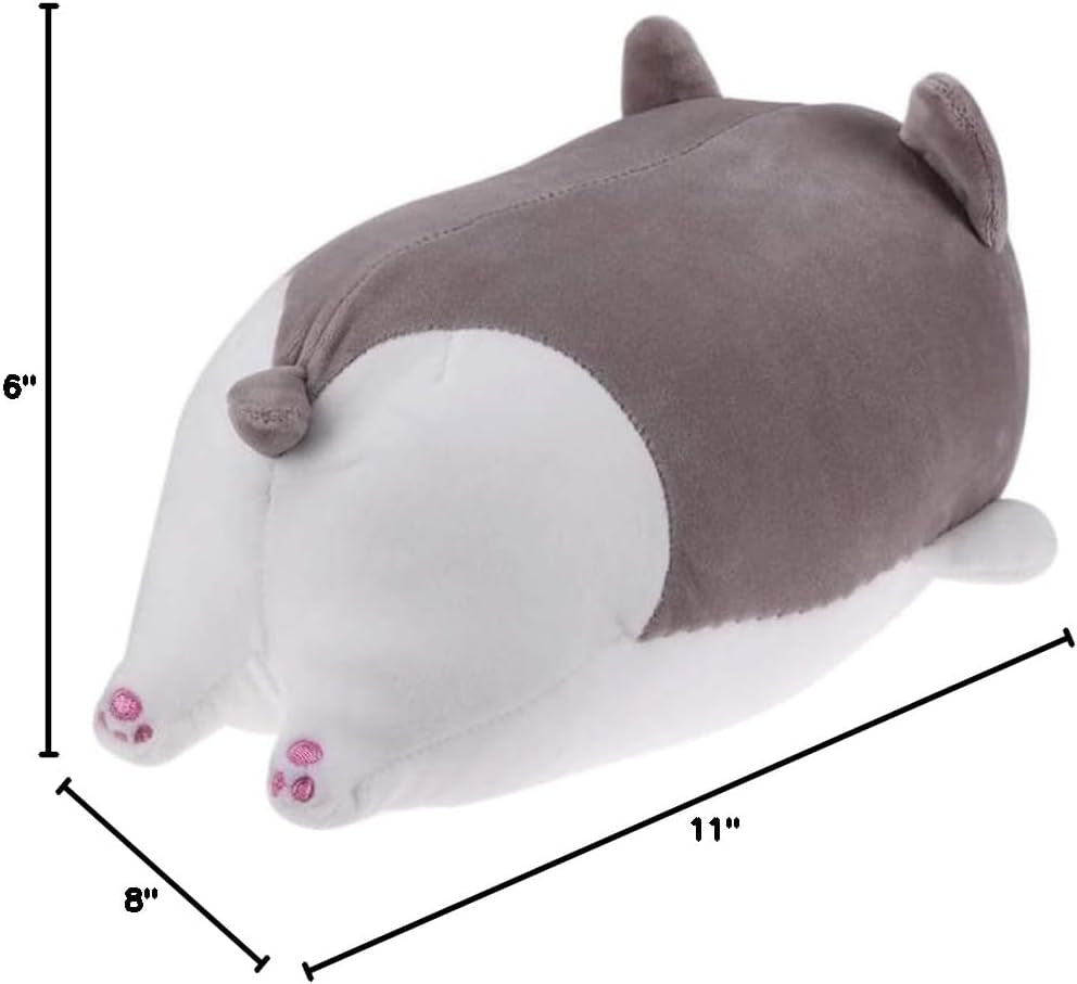 Corgi Dog Plush Pillow, Cute Shiba Inu Corgi Butt Stuffed Animal Toys Gifts for Bed, Valentine, Kids Birthday, Christmas (Gray, 11.8Inch)