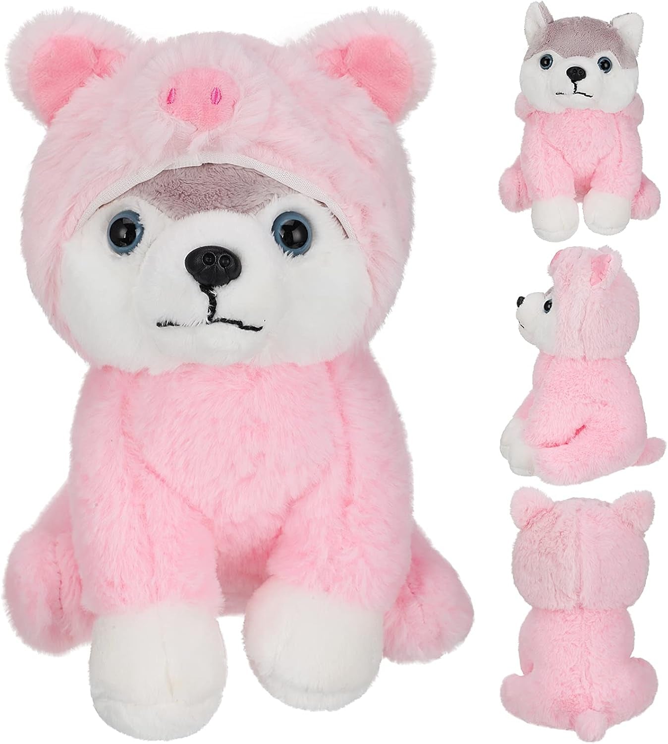 Stuffed Animals Cuddly Husky Puppy Toys for Teens Soft Plush Pug Stuffed Pug Stuffed Animal Puppy with Cute Costumes for Youth Birthday Party Supplies (Pig Style)