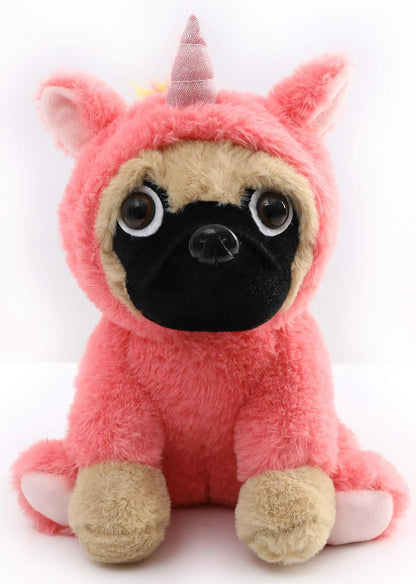 Pug Unicorn Stuffed Animal Pug Dog Wearing Unicorn Costume Plushies Dressed as Cute Funny Rainbow Unicorn Plush Toys for Kids Stuffed Puppy Animals Gift for Lover 12 Inch