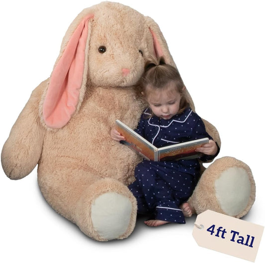 Giant Bunny Stuffed Animal - 4 Ft Stuffed Bunny Plush Toy from Giant Cuddle Collection, Adorable Rabbit Animal for Kids & Adults for All Ages