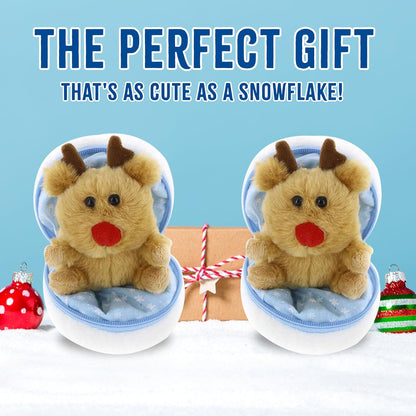 Snowball Zip up Surprise Egg Stuffed Animal – 6 Inch – Cute and Soft Plush Toy Assortment for Friends Family All Ages – Spring Holidays Birthday Christmas (Reindeer)